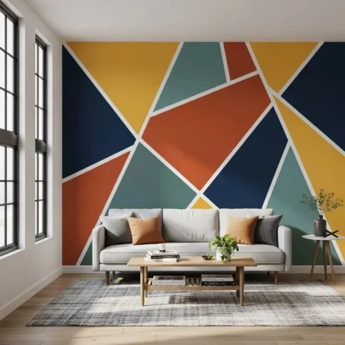 Geometric Color Block Wall