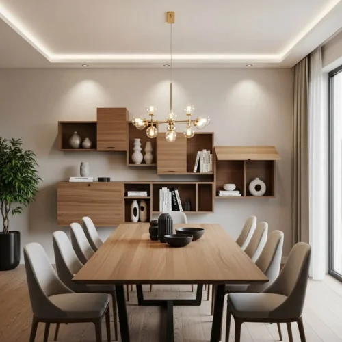 Accent Wall with Floating Cabinets